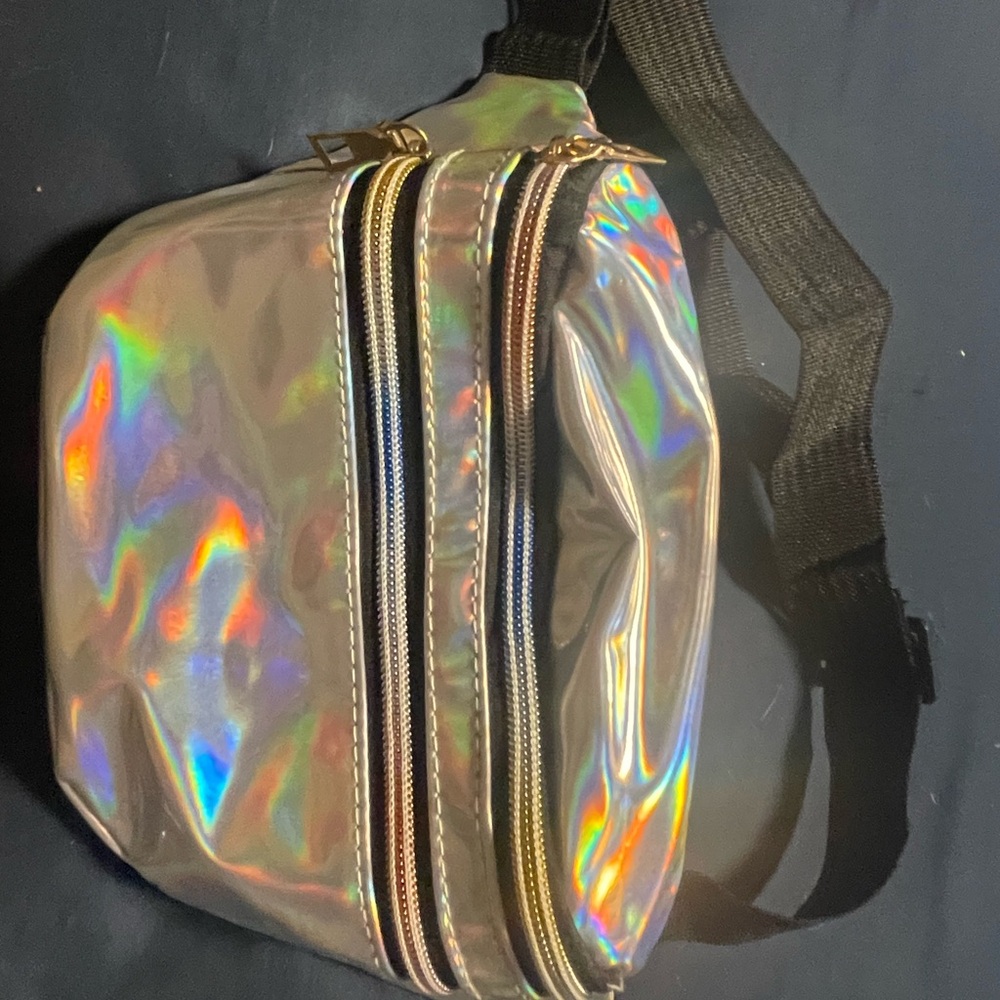 Holographic Fanny Pack with Black Strap
